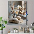 thumbnail image 4 of White Orchid on Spa Stones Canvas Print, Floral Meditation Art, Spa & Relaxation Wall Decor, 4 of 8