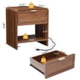 thumbnail image 5 of Wirrytor Modern Nightstand Set of 2 with USB charging, Wide Wood Bedside Table w/ Storage Drawers, Mid Century End Table for Bedroom, Living Room,Curved Profile Design,Walnut, 5 of 9