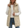 thumbnail image 2 of Women's Warm Mid-Length Puffer Vests,Full Zip Sleeveless Hooded Casual Layering Winter Outerwear Jacket with Side Pocket, 2 of 7