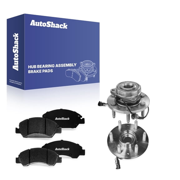 AutoShack Front Ceramic Brake Pads Wheel Hub Bearing Assemblies with ABS Replacement for 2014-2018 Chevrolet Silverado 1500 2014-2018 GMC Sierra 1500 2015-2020 Chevrolet Tahoe 6-PC Kit