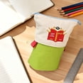 thumbnail image 5 of Collapsible Canvas Pen Pouch, Expandable Zippered Stationery Bag with Embroidery, Multi-Use Cosmetic Organizer for Home, Office & Travel, 5 of 5