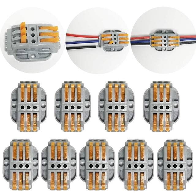 Juego de conectores de cables compactos para un cableado sencillo, conectores eléctricos con tuerca de palanca de 3 polos, paquete de 9