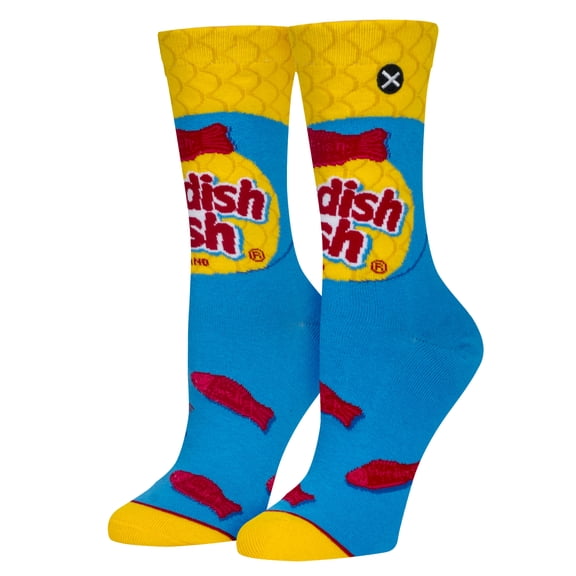 ODD SOX – Swedish Fish Red Candy Logo Novelty Crew Socks – Size Medium – Men’s 3.5–8.5 / Women’s