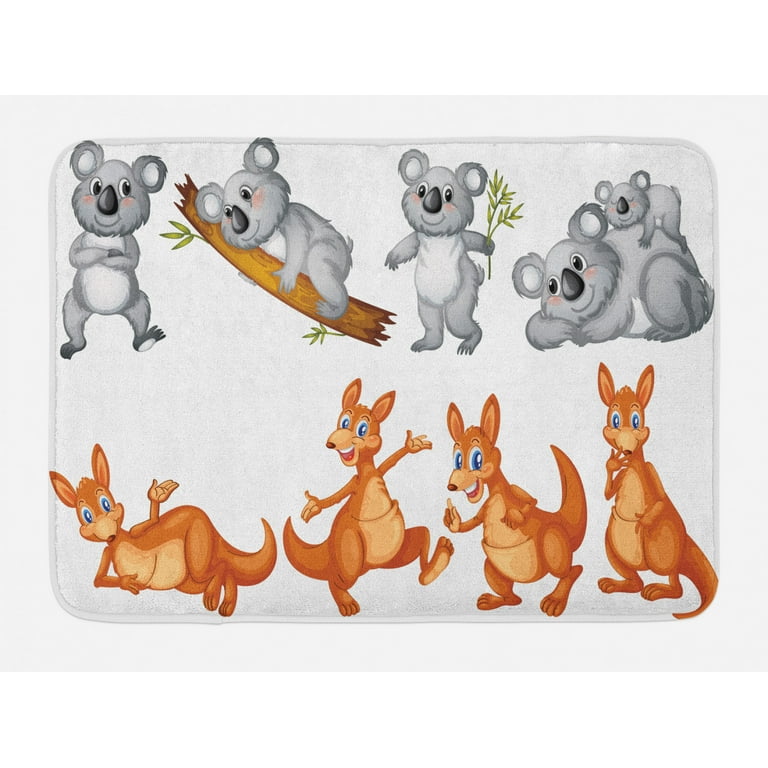 Cool cartoon kangaroo animal mat