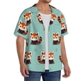 thumbnail image 2 of Gukieu Fox Print Men's Short-sleeved Shirts, Button-down Pocket Shirts, T-shirts, Beach Vacation Travel Summer Clothing-Large, 2 of 5