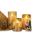 thumbnail image 5 of Juego de 3 velas LED de cristal con temporizador de 6 horas, velas de pilar para decoración de primavera, H10cm/ 12,5cm/ 15cm, 5 of 5