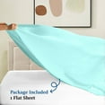 thumbnail image 4 of Luxurious Flat Sheet - 100% Egyptian Cotton, 500 Thread Count, 1-Piece Top Sheet, Soft Bed Sheet, Breathable and Cooling Flat Sheet, Stripe Aqua Blue, Queen Size, 4 of 5