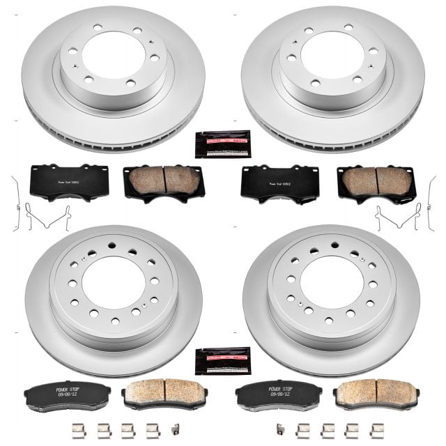 PowerStop Front and Rear Geomet Coated Brake Rotor and Pad Kit Fits: TOYOTA Select Models CRK5805