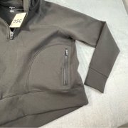 Women’s Black Half-Zip Hoodie Size Medium with Zipper Pockets Active Pullover