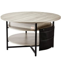 VEVOR Lift Top Coffee Table - Round Coffee Table for Living Room, White