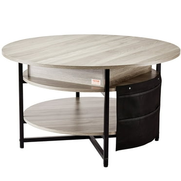VEVOR Lift Top Coffee Table - Round Coffee Table for Living Room, White