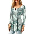 thumbnail image 7 of Fancyglim Women Plus Long Sleeve Tunic Tops Floral Blouses Henley T Shirts White 3XL, 7 of 7