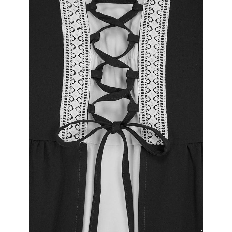 iiniim Kids Girl's Renaissance Dress up Halloween Fancy Medieval Gothic  High Waist Gown Maxi Dress A Black 14 - Walmart.com