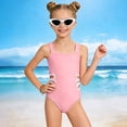 thumbnail image 6 of BOBOGOJP Girls Swimsuit Solid Color Cut Out One Piece Bathing Suit with Chest Pad Adjustable Strap Round Neck Girls' Swimwear Pink for Size 10-11 Years, 6 of 9