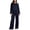 #077-Blue, variant on Wowcloth Women's Solid Color Loose Fit Round Neck Long Sleeve Top and Drawstring Pants Set with Pockets, Comfortable Casual Outfit for Daily Wear and Lounge