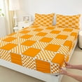 thumbnail image 3 of jejeloiu Modern Geometric Geometric Twin Sheet Sets,Minimalist Buffalo Checkered Twin Fitted Sheet,Orange White Grid Flat Sheet For Teens,Luxury Bedroom Decor,3 Pieces, 3 of 7