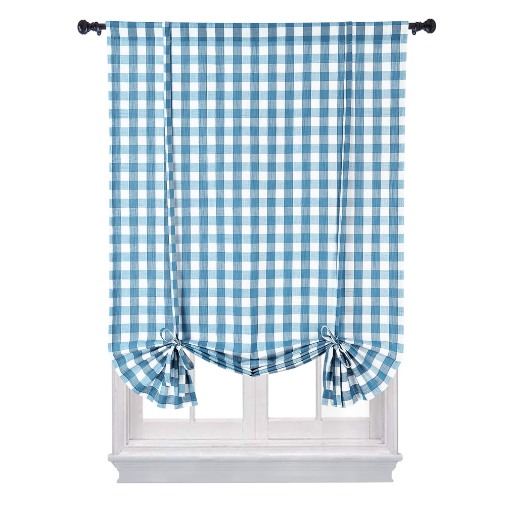 Tie Up Curtains, Buffalo Check Plaid Pattern Rod Pocket Adjustable Tie