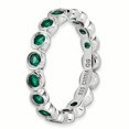 thumbnail image 3 of 925 Sterling Silver Created Emerald Stackable Ring Birthstone May Gemstone, 3 of 8
