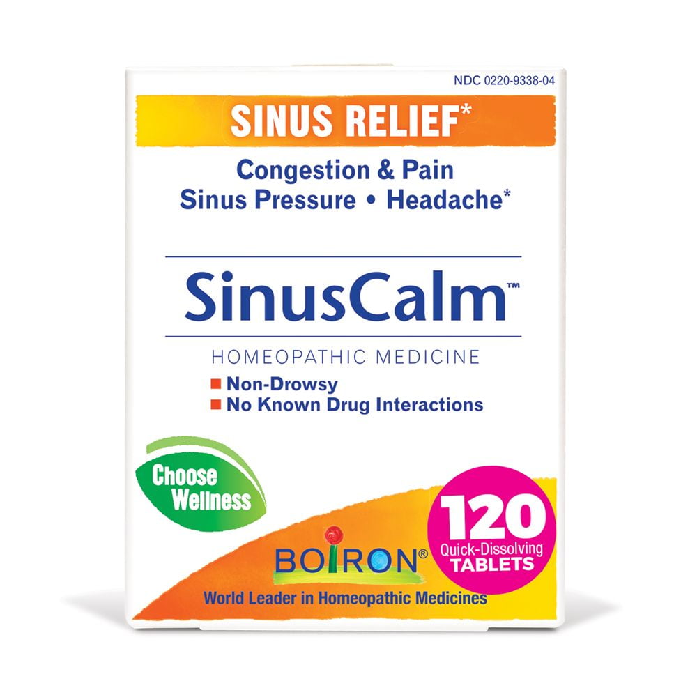 Boiron SinusCalm Tablets Sinus Relief, Congestion & Pain, Sinus Pressure, Headache, (2 x 60