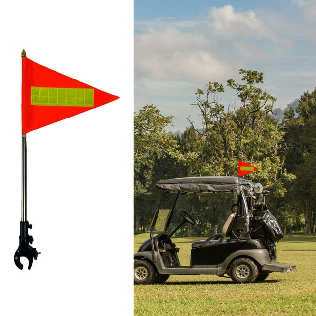 Kit de mástil para bandera de carrito de golf con reflectantes, soporte para bandera nocturna de alta visibilidad, accesorio para clubes, yates, Tapa dorada 20x30cm