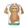 thumbnail image 3 of Balery Cute Sloth In Yoga Pose Tree Print Men's Hawaiian Shirts Short Sleeve Beach Shirt Relaxed Fit Vacation Button Down Shirts-Small, 3 of 9