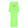 thumbnail image 4 of Puntoco Mujer Otoño Moda Cáncer De Mama Impreso Cuello Redondo Manga Larga + Pantalones Traje Verde Xxl, 4 of 4