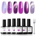 thumbnail image 1 of Set de esmaltes de uñas en gel Modelones, 6 colores, morado y plateado, ojo de gato, 1 of 7