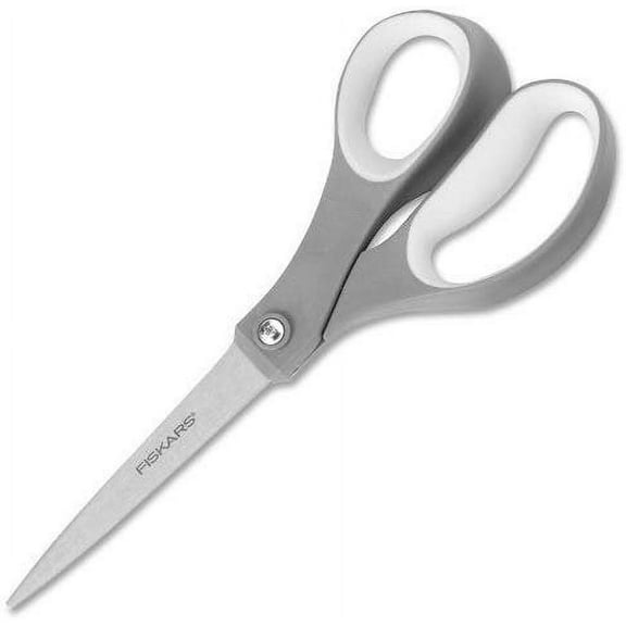 Fiskars Softgrip Stainless Steel Straight Scissors, 8", Gray