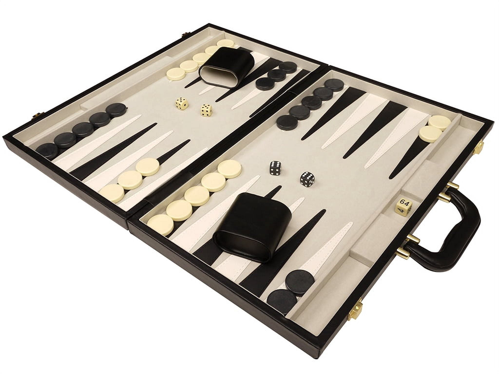 Middleton Games Unisex Deluxe Backgammon Board Games, Simulated Leather Black