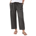 thumbnail image 2 of Gamivast Linen Pants for Women Cropped Straight Leg High Waisted Beach Pants Drawstring Elastic Waist Breathable with Pockets Easy Pull on Style for Garden Afternoons Errands and Weekend Wear, 2 of 8