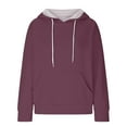 thumbnail image 4 of NMMUED Going Out Tops for Women, Fall Clothes for Women, Waffle Knit Tops for Women, Sweatshirt for Women, Hooded Sweatshirt Women, Dark Purple XL, 4 of 5