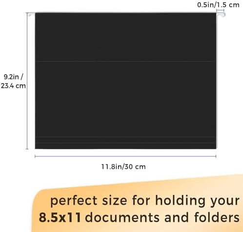25 Pack Hanging File Folders, Black Folders, Hanging File Folders Letter Size with 1/5-cut Tabs, Stay Organized for Your Home and Office Bulk File and Documents