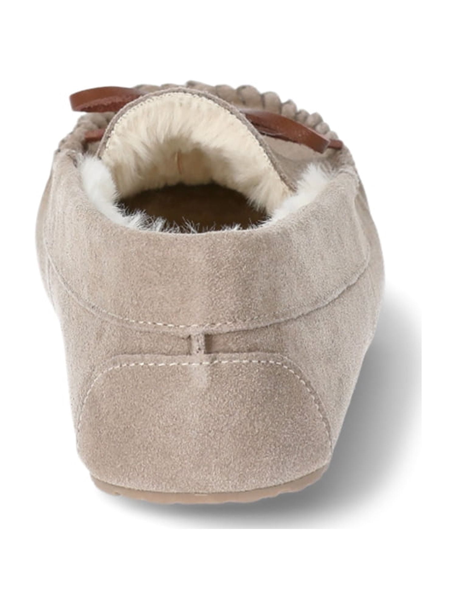 Joyspun Women's Suede Moccasin Slippers, Wide Width Available