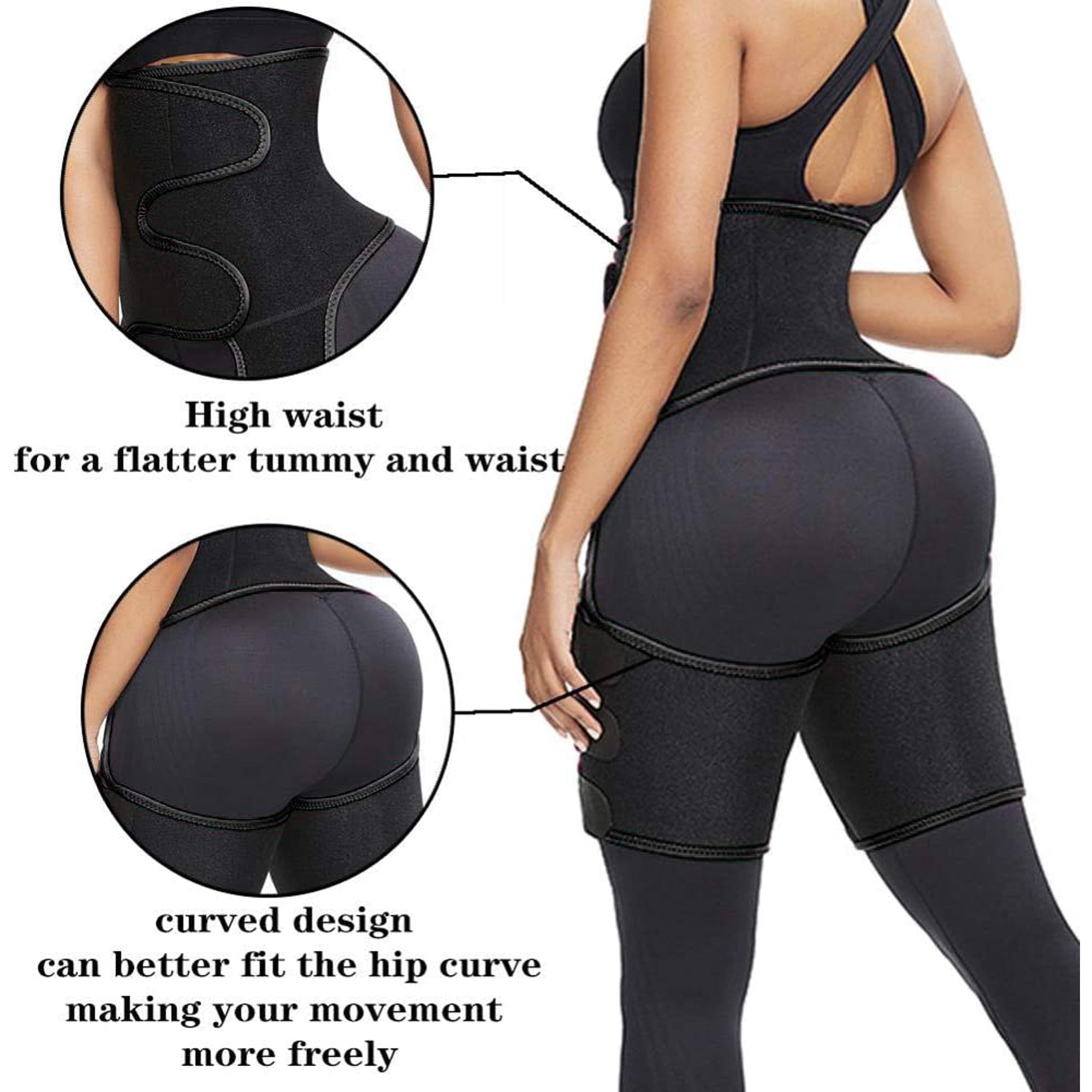 3 in 1 Slimming Support Belt Hip Raise Shapewear Thigh Trimmers Slimming Pants ExerciseM Waist and Thigh Trimmer for Women Weight Loss 