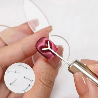 XIAOLE Cat Eye Nail Magnet Paper Clips Y Shape Round-Headed Magnets Thin Wire Cat Eye Gel Polish Nail Art Diy Tools Design Powerful Suction Multifunctional For Home Salon Studio