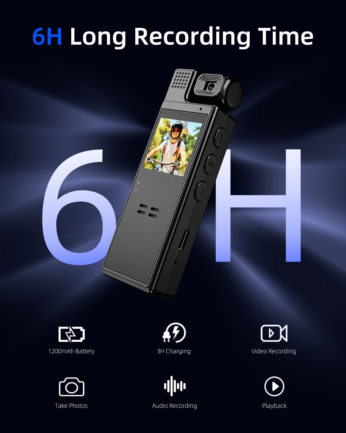 Mini Body Camera 1080P Portable Small Body Worn Cam Wearable Pocket Video Recorder with 180° Rotatable Lens, 1.3" LCD, Night Vision for Security Guard, Law Enforcement, Built-in 64G Memory Card