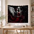 thumbnail image 5 of Winged Figure Kissing with Skeleton Left Profile Long, Spooky Gothic for Gothic Decor Fans, Dark Art Decor, Halloween Gift, Tapestry Wall Hanging for Bedroom and Dorm, 5 of 7