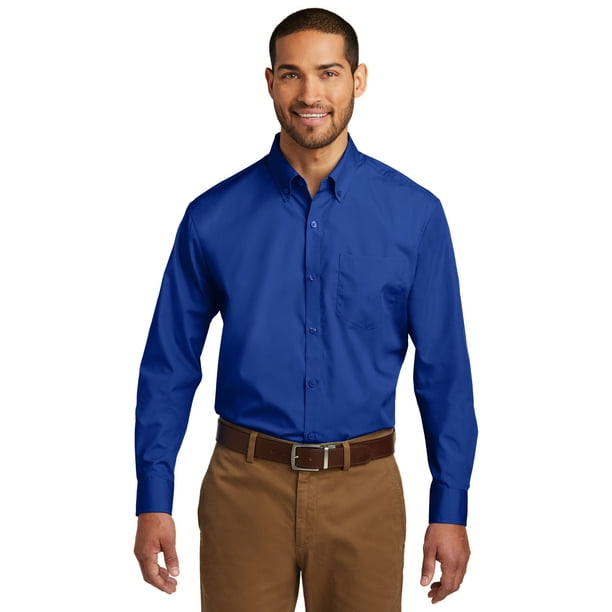Camisa de popelina despreocupada de manga larga Port Authority® Tall. TW100 Autoridad Portuaria TW100