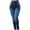 Blue, variant on RYRJJ Women's Skinny Jeans with Buttons Solid Color Casual Butt Lift Stretchy Denim Pants High Waisted Slim Fit Jeans with Pockets(Blue,S)