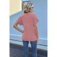 thumbnail image 2 of Camiseta Holgada Informal de Color Liso con Cuello en V para Mujer, Corta, Rosa, Talla XL, 2 of 10
