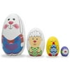 "5"" Set of 4 Bunny, Sheep, Chick & Flower Easter Egg Wooden Nesting Dolls"