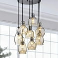 thumbnail image 2 of KPIBEST Vintage 8-Lights Island Cognac Glass Cluster Pendant Chandelier Antique Black Finish Glass Ceiling Lights for Dining Room Living, 2 of 6