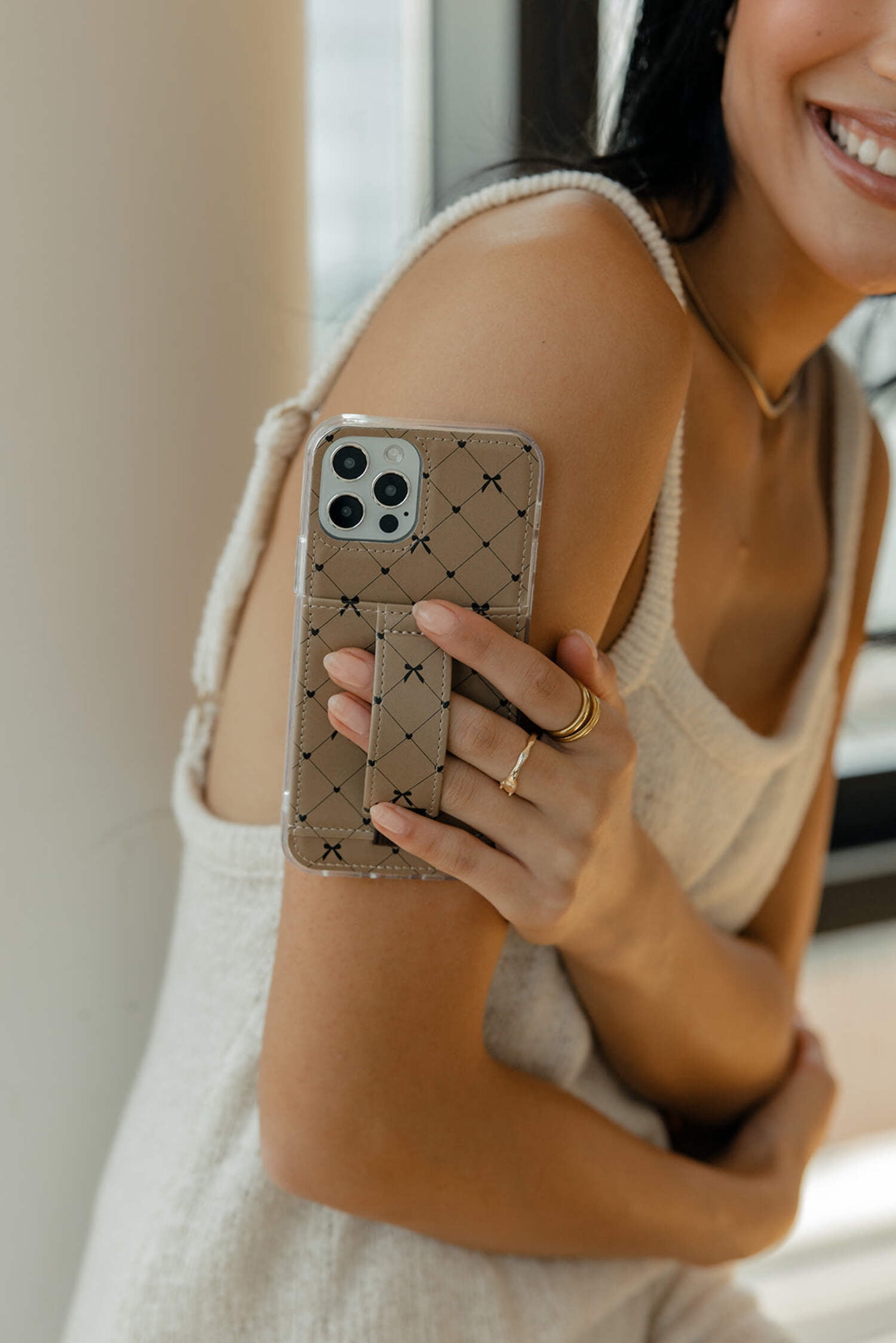 Walli Cases Criss Cross My Heart Phone Case for iPhone 16 Pro Max with Wallet, Kickstand & Finger Strap