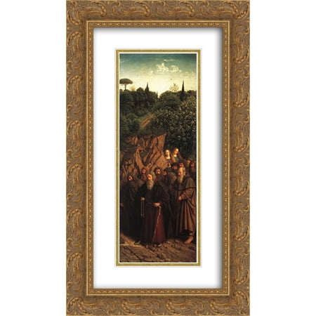 Van Eyck Ghent Altarpiece - Jan van Eyck 2x Matted 14x24 Gold Ornate Framed Art Print 'The Ghent Altarpiece: The Holy Hermits'