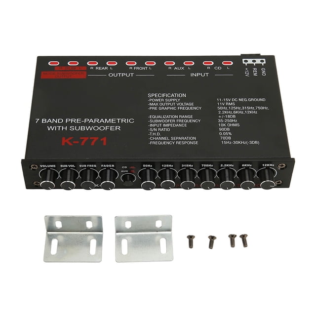 Ecualizador gráfico de Audio para coche de 7 bandas con interruptor Selector de entrada auxiliar de CD para Control estéreo de barco, RV, RTV, motocicleta y coche