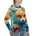 thumbnail image 6 of Picia Fiery Red Maple Leaf Fox Pattern Casual Women's Hoodie, Hooded Sweatshirt with Kangaroo Pocket, Comfortable Pullover with Eye-catching Drawstrings-Large, 6 of 7