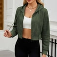 thumbnail image 2 of tarylea Hoodies for Women Drawstring Full Zipper Sweatshirt Long Sleeve Solid Color Crop Tops Casual Fitting Workout Running Tops, 2 of 6