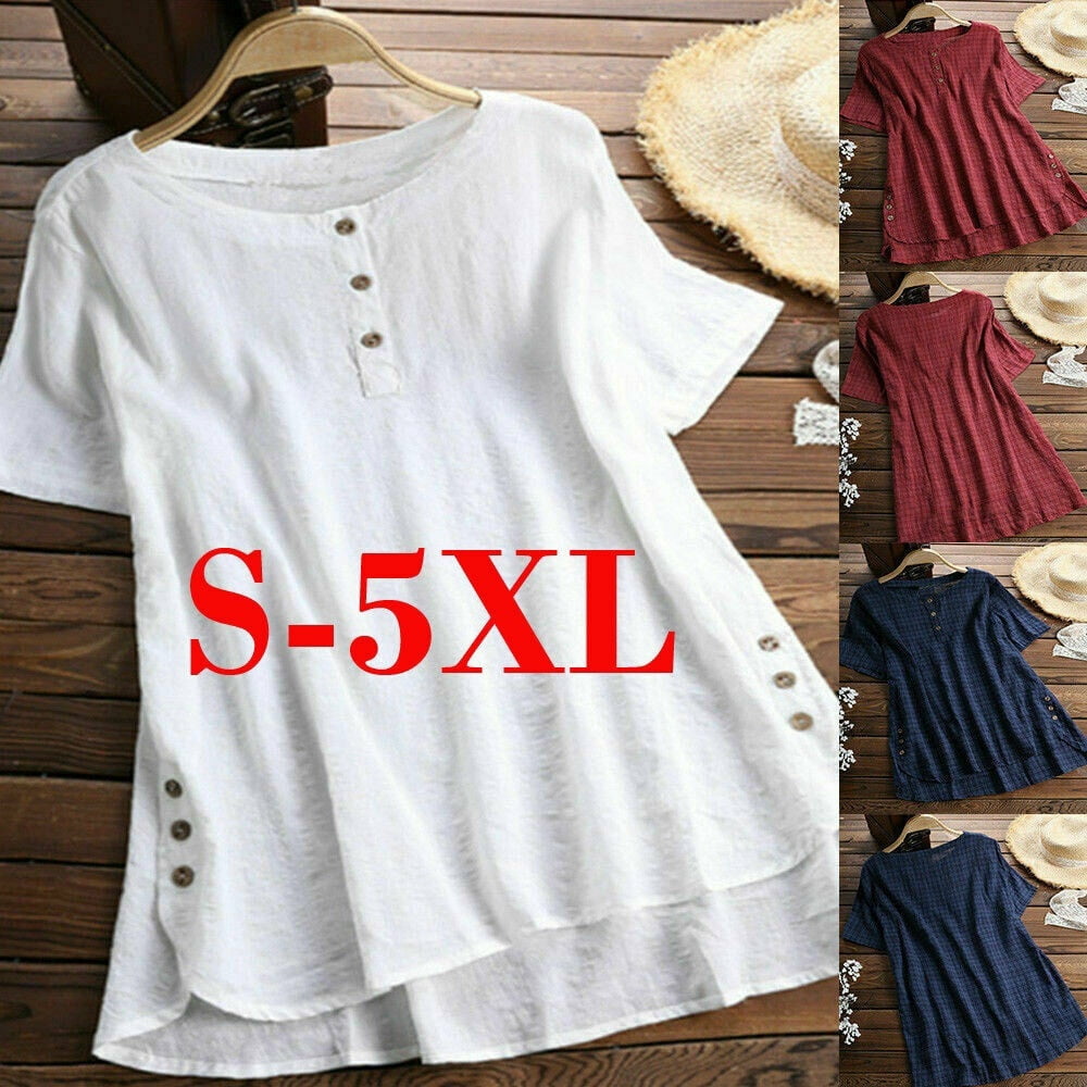 Women Summer Tops Blouse Tunic Loose 