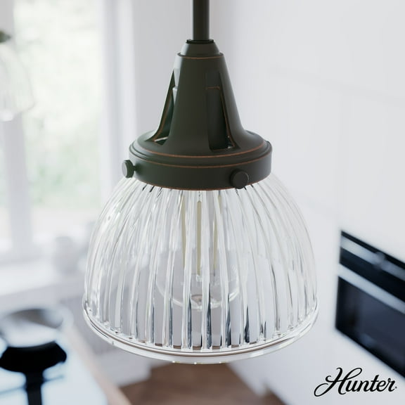 Hunter - Cypress Grove 1-light Onyx Bengal, Mini Pendant Light, Dimmable, Transitional Style, Dome Shaped, for Bedrooms, Dining, Living Rooms - 19230