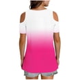 thumbnail image 6 of CHUMUD Womens Cold Shoulder Tops Gradient Color V Neck Short Sleeve Summer T Shirts Basic Tees, 6 of 7